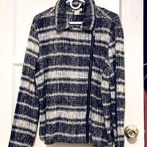 Lucky Brand Moto Zip Plaid Sweater Jacket, Size 1X